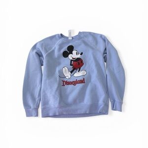 Disney Light Blue Mickey Mouse Crewneck Sweatshirt with Red Accent